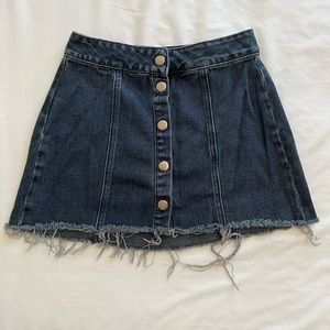Denim button mini skirt